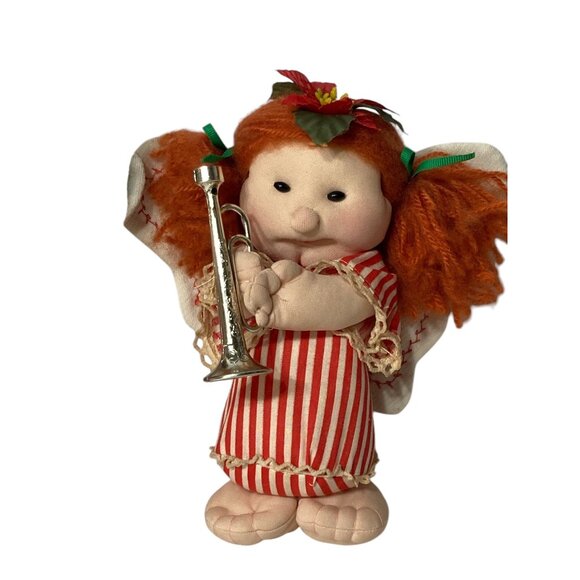 Vintage Christmas Angel Dolls Band Trumpets Horn Nostalgia set 3 handmade soft - Picture 8 of 14